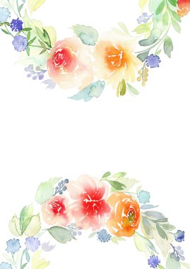 Çelenk düğün suluboya. El yapımı. Tebrik kartı