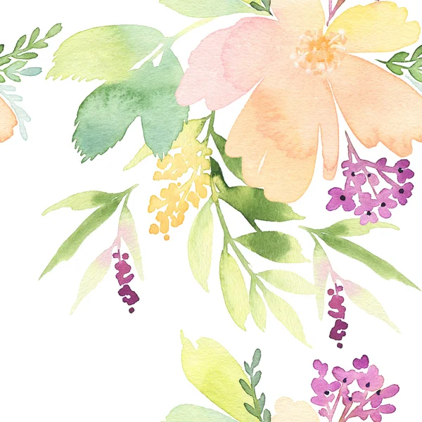 Seamless pattern with flowers watercolor. Gentle colors. Female — Stock Photo, Image