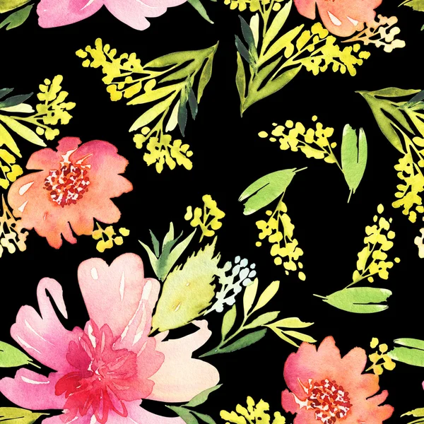 Naadloze patroon met bloemen aquarel. Zachte kleuren. Vrouw — Stockfoto