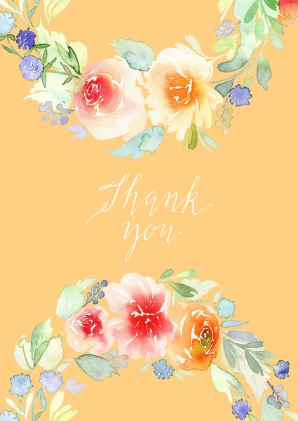 Greeting card. Watercolor flowers background — Stock Photo, Image
