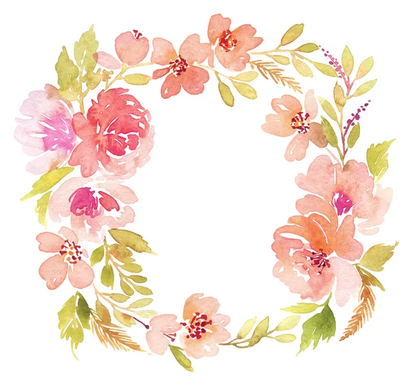 Wreath wedding watercolor. Handmade. Greeting card — Stock Photo, Image