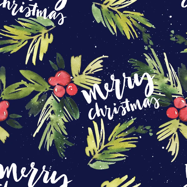 Watercolor Christmas seamless pattern — Stock Image Watercolor Christmas seamless pattern Stock Photo