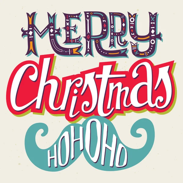 Χριστουγεννιάτικη κάρτα. Χέρι γράμματα. Διακοσμητικό μοτίβο. — Διανυσματικό Αρχείο
