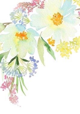 Suluboya kartı çiçekli. El yapımı.