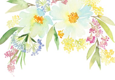 Suluboya kartı çiçekli. El yapımı.