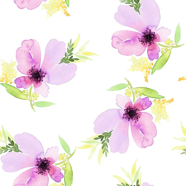 Varrat nélküli mintát, virágok-akvarell. Szelíd színek. Női — Stock Fotó