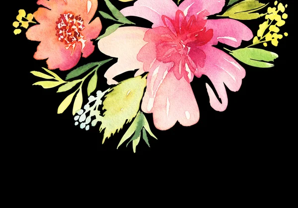 Акварельна листівка з квітами. ручної роботи . — стокове фото