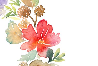 Suluboya kartı çiçekli. El yapımı.