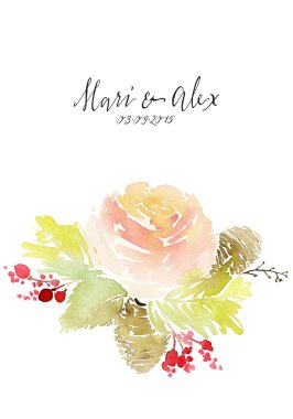 Suluboya kartı çiçekli. El yapımı.