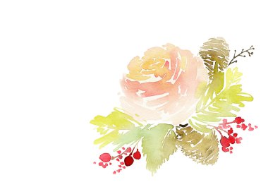 Suluboya kartı çiçekli. El yapımı.