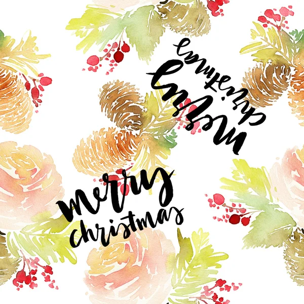 Seamless Christmas pattern. Watercolor. — Stock Photo, Image