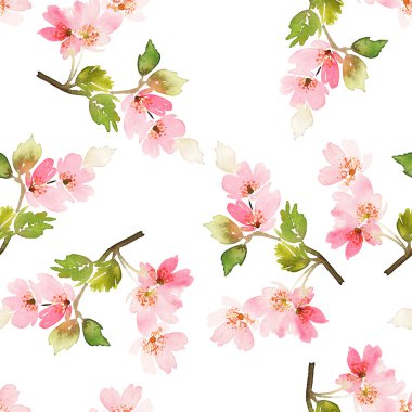 Seamless spring pattern. Watercolor painting.
