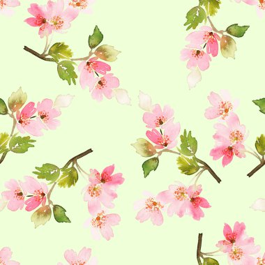 Seamless spring pattern. Watercolor painting.