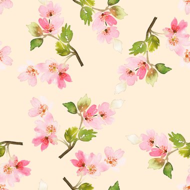 Seamless spring pattern. Watercolor painting.