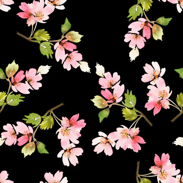 Seamless spring pattern. Watercolor painting. — Stockfoto