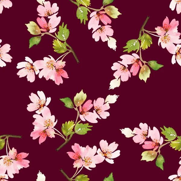 Seamless spring pattern. Watercolor painting. — Stockfoto