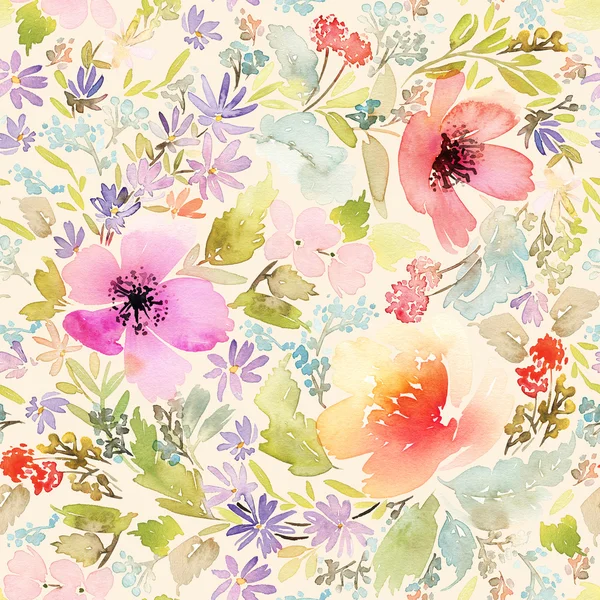 Seamless spring pattern. Watercolor painting.