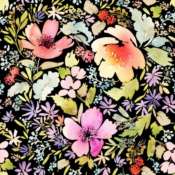 Seamless spring pattern. Watercolor painting. — Stok fotoğraf