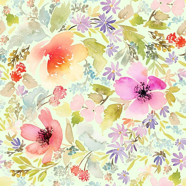 Seamless spring pattern. Watercolor painting. — Stock Photo, Image