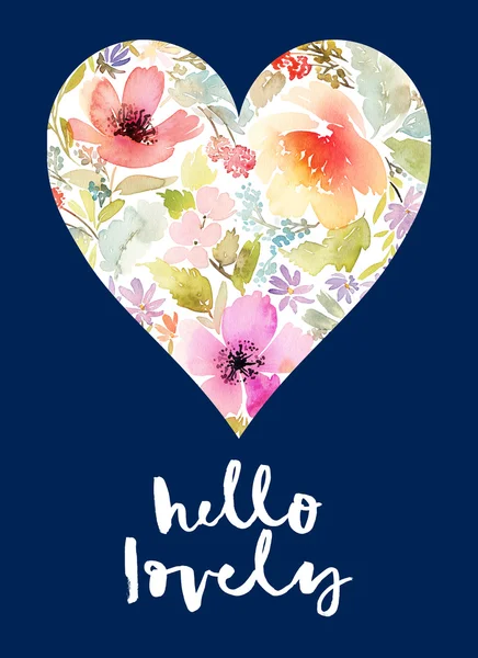 Decorative card with flowers. Heart of flowers. — Zdjęcie stockowe