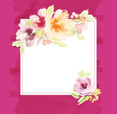 Çiçekli tebrik kartı. Pastel renkler. El yapımı. Suluboya