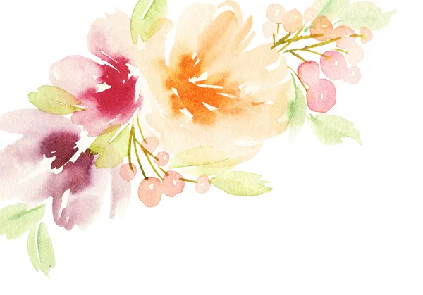 Üdvözlés kártya virággal. Pasztell színek. Kézzel készített. Akvarell — Stock Fotó