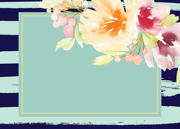 Çiçekli tebrik kartı. Pastel renkler. El yapımı. Suluboya