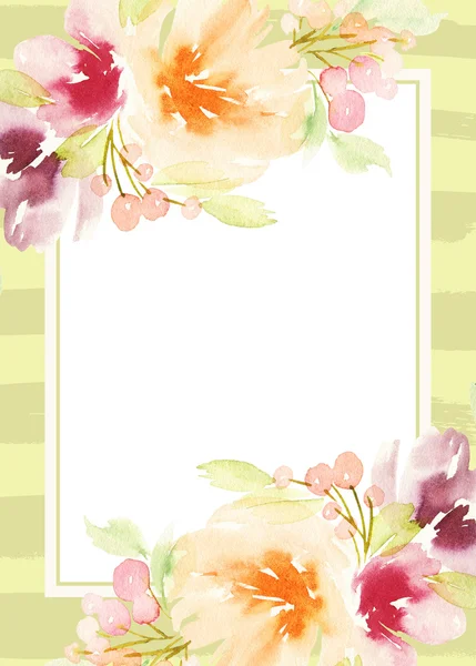 花のグリーティング カード。パステル カラー。手作り。水彩 — ストック写真