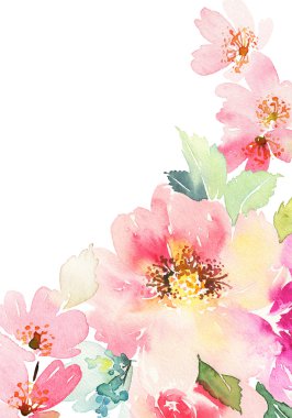 Suluboya kartı çiçekli. El yapımı.