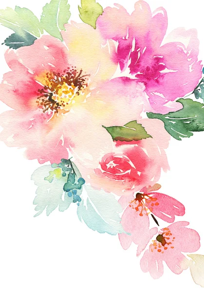 Suluboya kartı çiçekli. El yapımı.