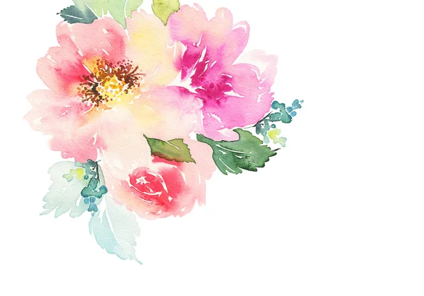 Suluboya kartı çiçekli. El yapımı.