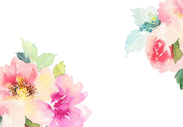 Suluboya kartı çiçekli. El yapımı.