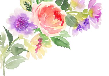 Suluboya kartı çiçekli. El yapımı.