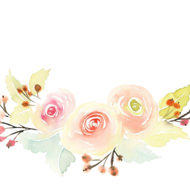 Çiçekli tebrik kartı. Pastel renkler. El yapımı. Suluboya resim. Düğün, doğum günü, Anneler Günü. Gelin partisi..