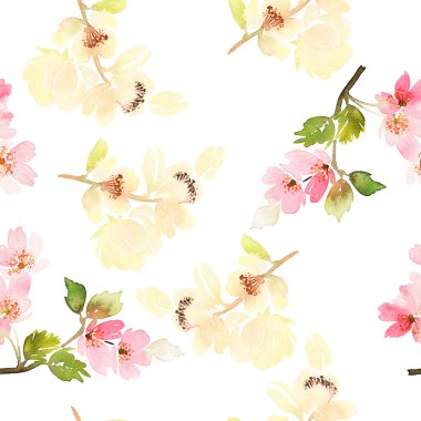 Çiçekler suluboya ile Seamless modeli. Yumuşak renkler.