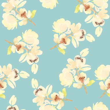 Çiçekler suluboya ile Seamless modeli. Yumuşak renkler.