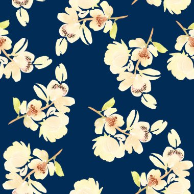 Çiçekler suluboya ile Seamless modeli. Yumuşak renkler.