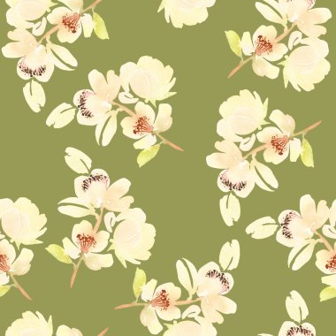 Çiçekler suluboya ile Seamless modeli. Yumuşak renkler.