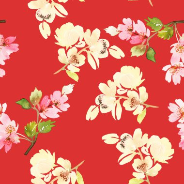 Çiçekler suluboya ile Seamless modeli. Yumuşak renkler.