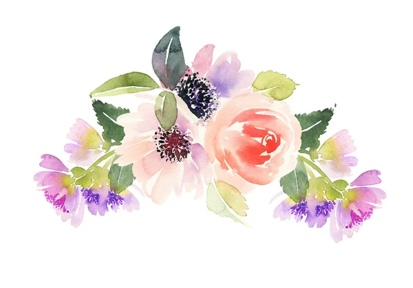 Carte aquarelle avec fleurs. Fait à la main . — Photo