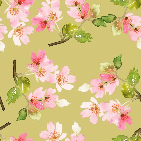 Naadloos patroon met bloemen aquarel. Zachte kleuren. Vrouwelijk patroon. Handgemaakt. — Stockfoto