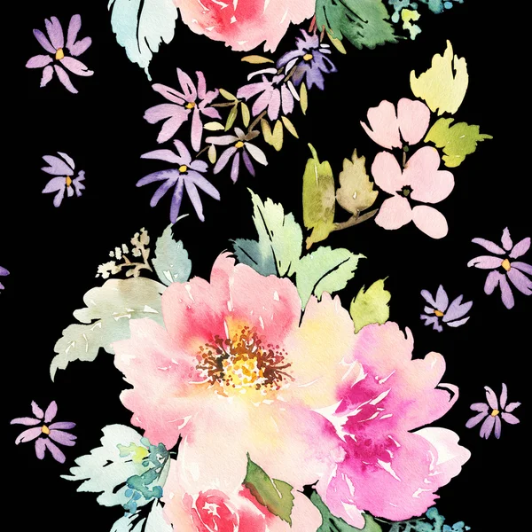 꽃 수채화와 완벽 한 패턴입니다. 부드러운 색상. — 스톡 사진