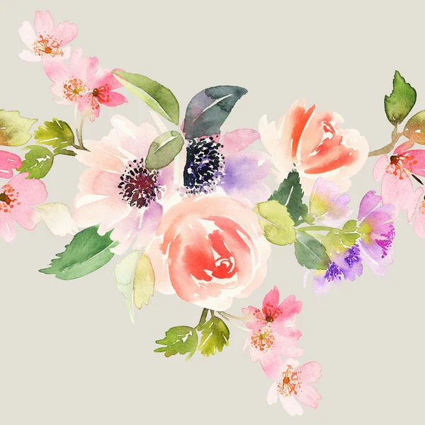 Безшовний візерунок з квітами аквареллю. Ніжні кольори . — стокове фото