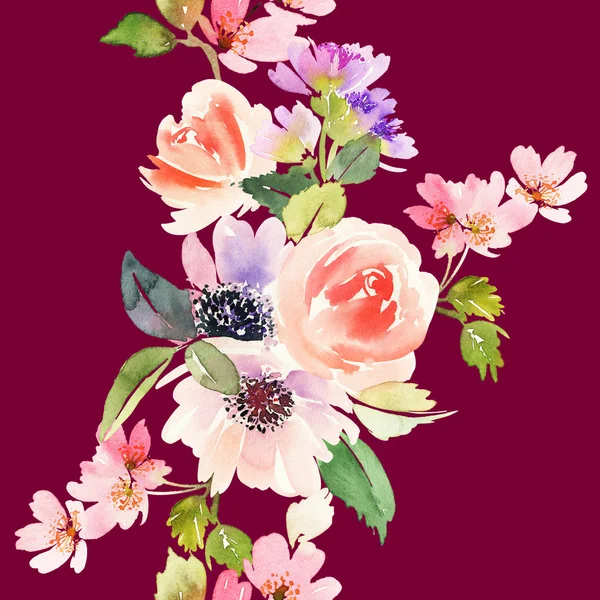 Çiçekler suluboya ile Seamless modeli. Yumuşak renkler.