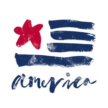 T-shirtler için yazdırın. Amerika. Bayrak. El yazı.