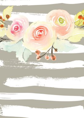 Çiçekli tebrik kartı. Pastel renkler. El yapımı.