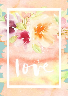 Çiçekli tebrik kartı. Pastel renkler. El yapımı.