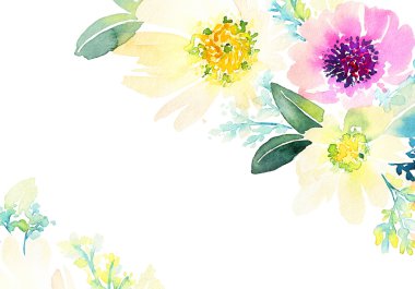Çiçekli tebrik kartı. Pastel renkler. El yapımı.