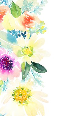 Çiçekli tebrik kartı. Pastel renkler. El yapımı.