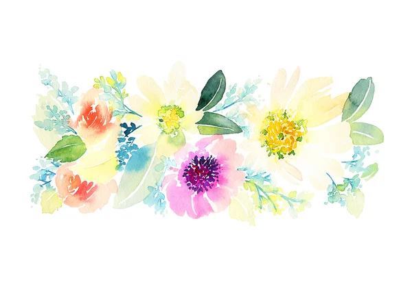 Kartu ucapan dengan bunga. Warna Pastel. Buatan tangan . — Stok Foto